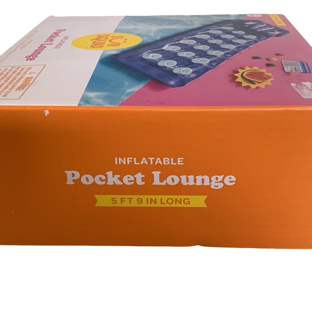 Intex Inflatable Pocket Lounge Pool Float Raft 5 ft 9 in w/ Repair Patch NEW - Picture 3 of 4